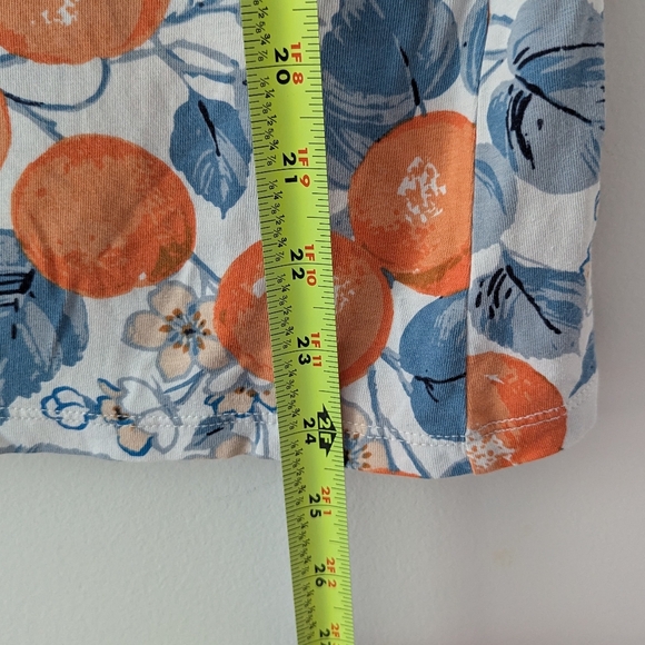 Ann Taylor Citrus Fruit Oranges 🍊 Scoop Neck Stretch Short Sleeve Shirt Medium - Picture 6 of 6